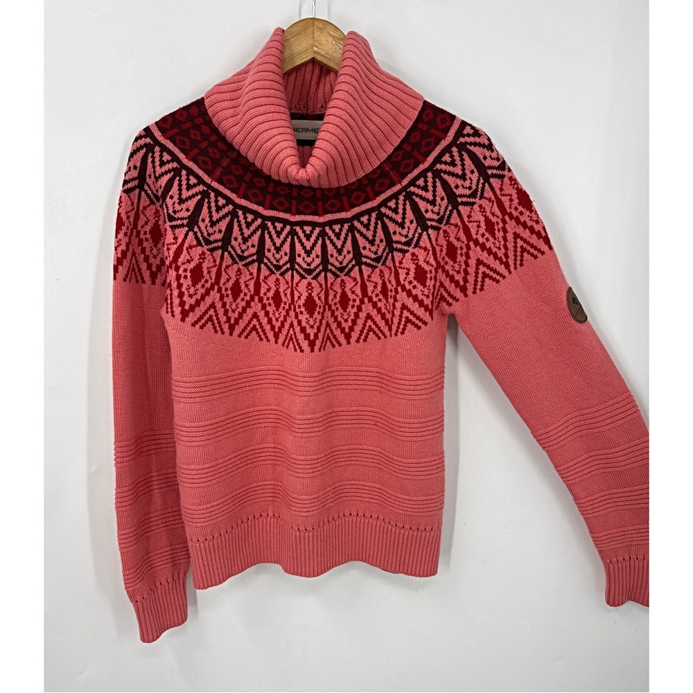Obermeyer Lily Turtleneck Sweater color "Just Peachy"alpine-inspired Fair Isle M